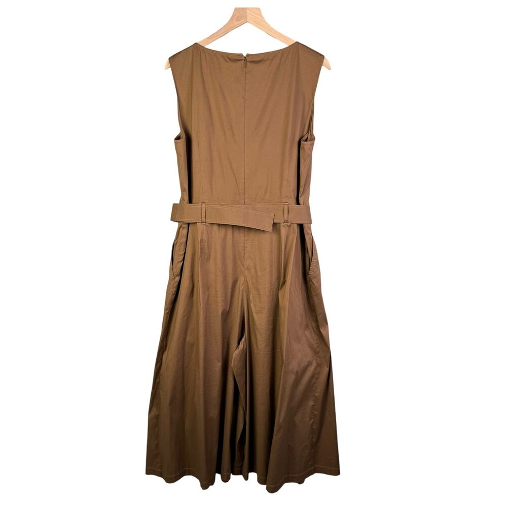 Lafayette 148 Aurthur Sleeveless Belted Stretch Cotton Jumpsuit Acorn Wide Leg - Picture 3 of 13